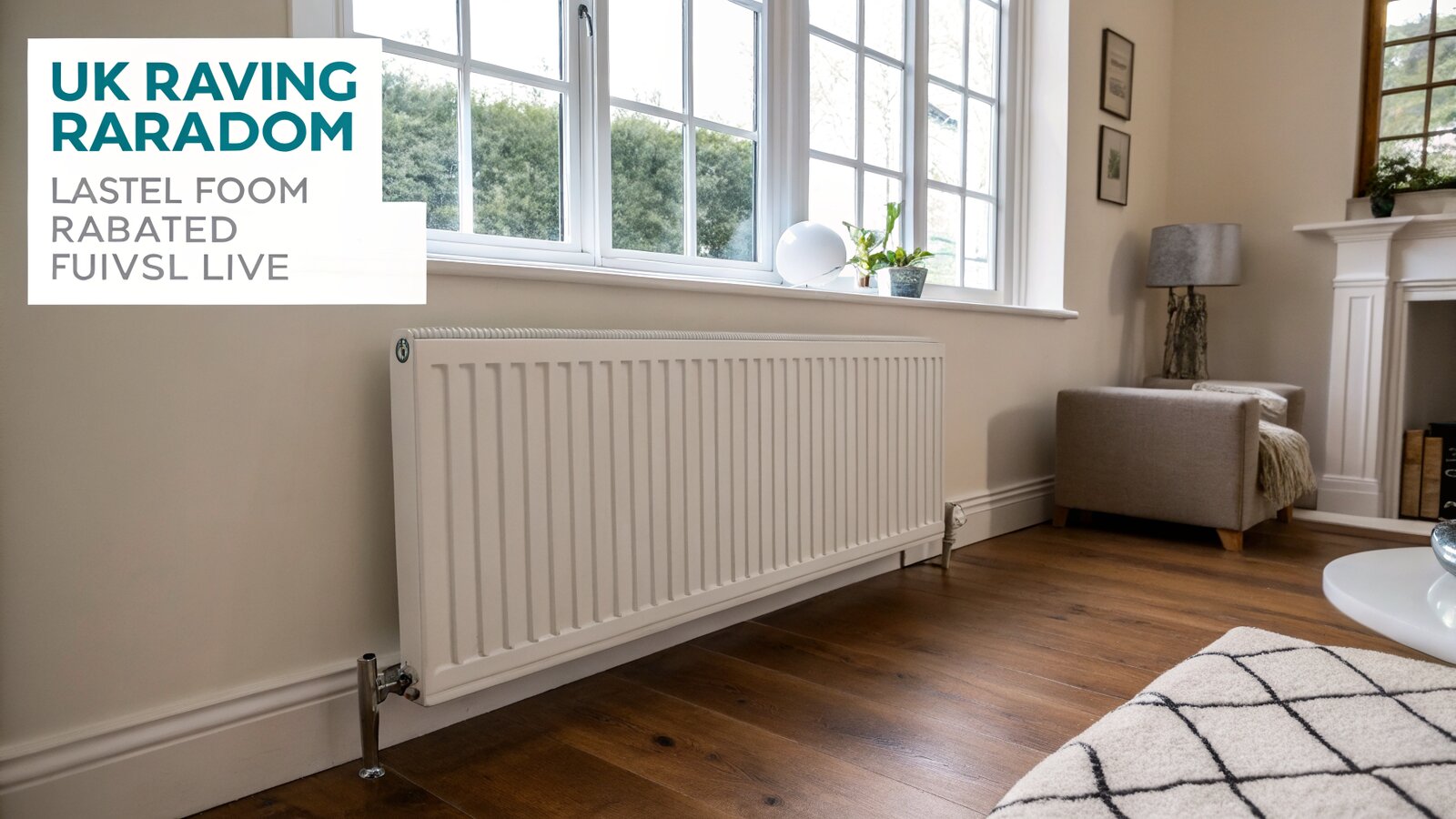 Modern panel radiator in a UK living room suited to lower heat pump flow temperatures