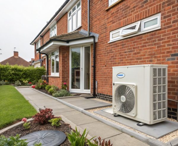 Air-source heat pump beside a Kent home